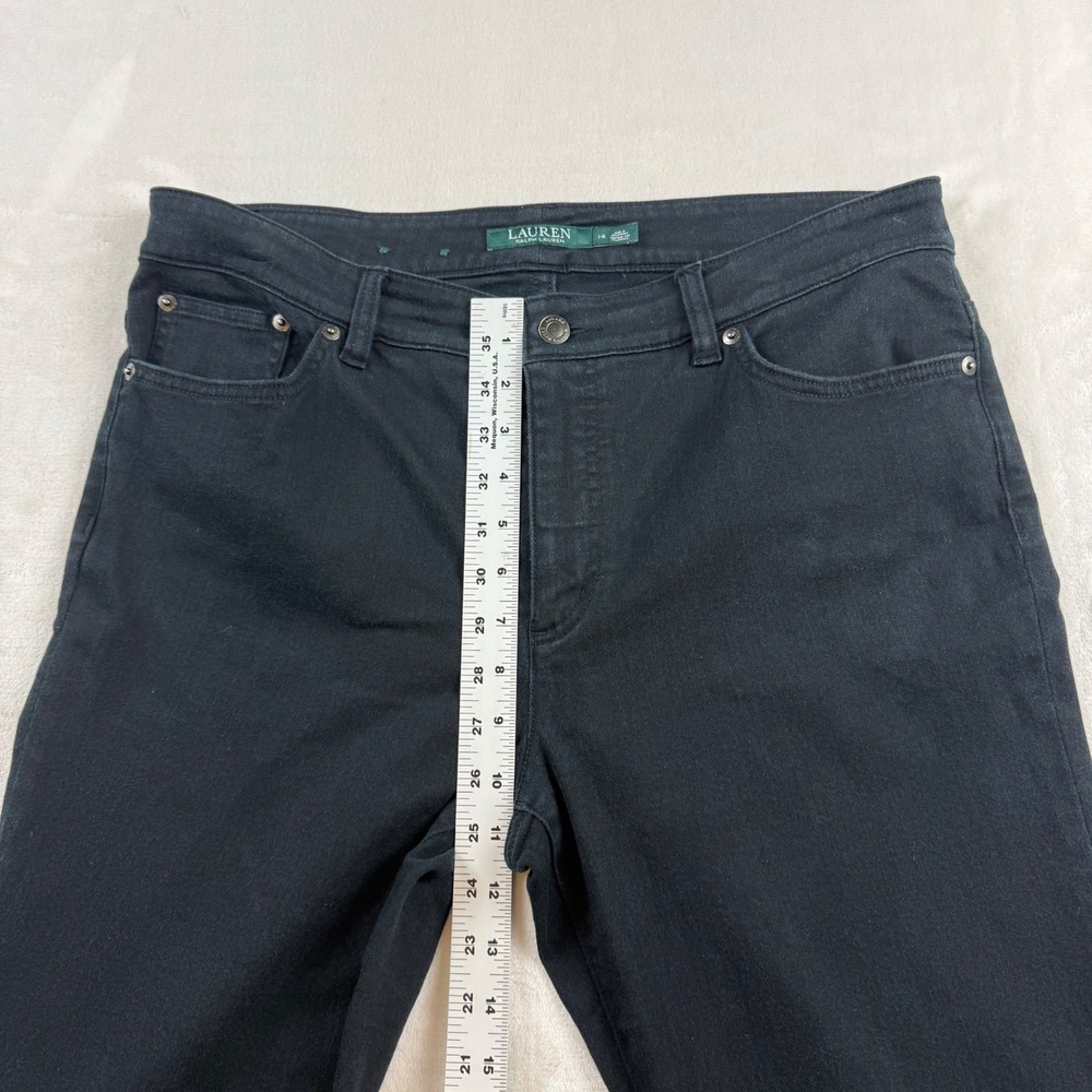 Lauren Ralph Lauren Premier Straight Jeans Womens 14 Black Mid Rise Denim‎ Pants - Picture 8 of 10